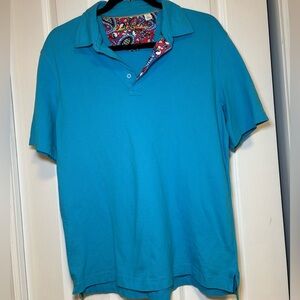 Robert Graham - Polo Shirt Mens Blue Red Short Sleeve Collar Skull Detail
